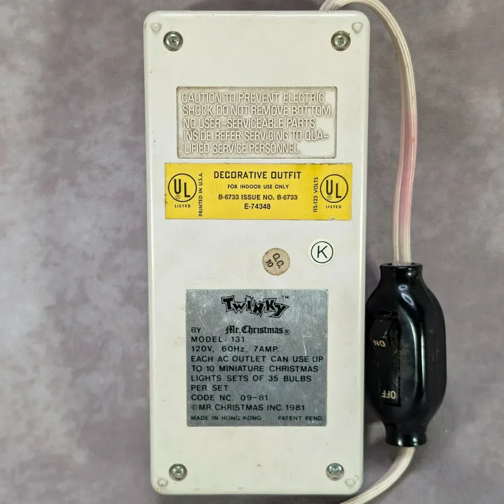 Vintage 1981 Mr Christmas Twinky Flashing Three Outlet Holiday Lights Controller